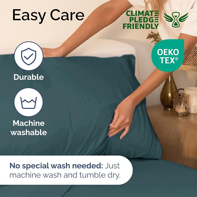 Split King Size 5 Piece Sheet Set - Ultra Soft & Cooling Sheets - Deep Teal | Fits 8 Inch to 16 inch Mattress, Wrinkle Free & Fade Resistant with Deep Pockets, Breathable, Comfy Hotel Luxury Bedding