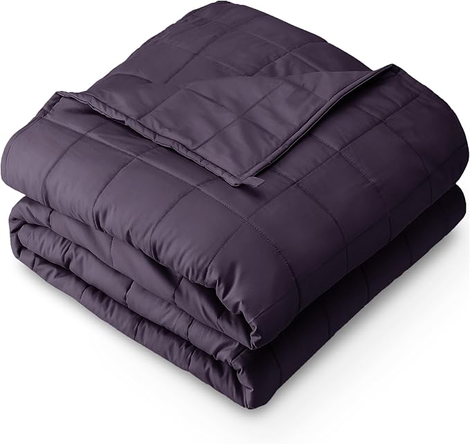 Bare Home Cotton Weighted Blanket (Eggplant, 80"x87" 30lbs) | King Size for Adults, All-Natural 100% Cotton, Premium Heavy Blanket Nontoxic Glass Beads