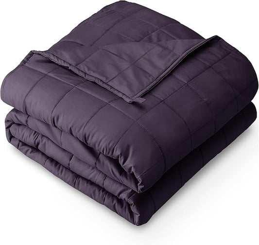 Bare Home Cotton Weighted Blanket (Eggplant, 48"x72" 12lbs) | Full or Queen Size for Adults, All-Natural 100% Cotton, Premium Heavy Blanket Nontoxic Glass Beads