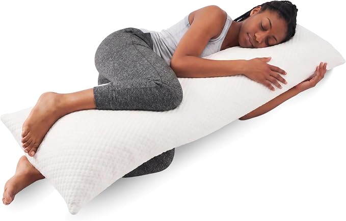 Body Pillow for Adults - Breathable, Full Body Pillow for Side Sleepers - Shredded Memory Foam Gel - Cooling Long Pillow Supports Legs, Belly & Hips - 20x54 White