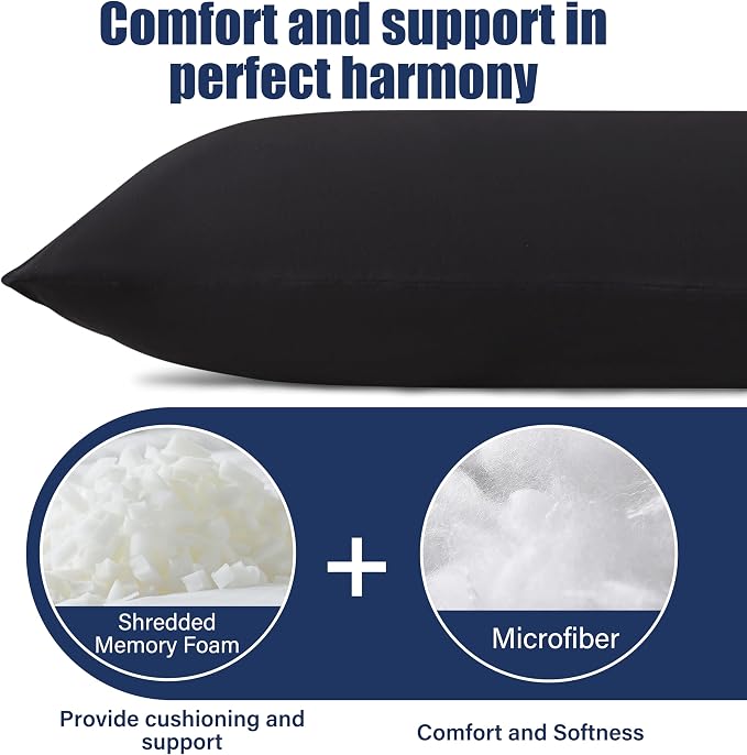 SHOUREN Large Body Pillow,Long Bed Pillow for Adults,20x54in | Breathable,sweat-absorbing,skin-friendly,medium firmness for side sleepers,multiple application