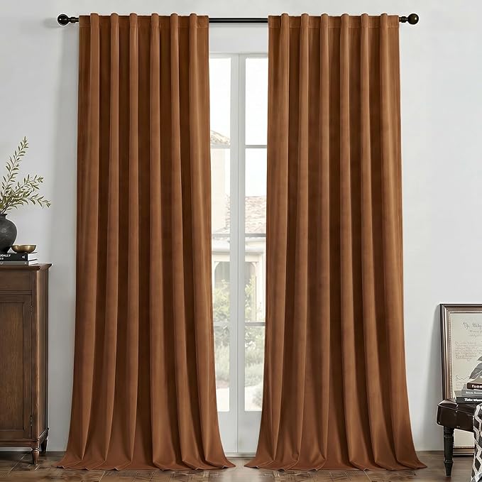Joydeco 100% Blackout Curtains Velvet Black Out Curtain 84 Inch Drapes | for Bedroom Living Room, Heat and Light Blocking, Thermal Insulated Luxury Heavy Duty Curtain 2 Panels Back Tab&Rod Pocket
