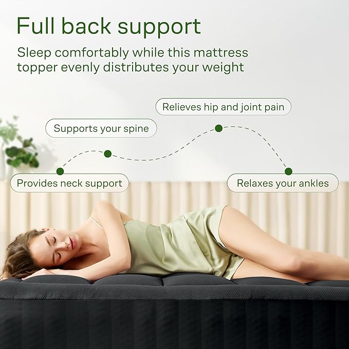 Niagara Sleep Solution Ultra Soft & Cooling Mattress Topper - Cal King Size | Rayon Derived from Bamboo, Pillow Top Mattress Pad, 20" Deep Pocket, Back Pain Relief, Perfect for Hot Sleepers, Black