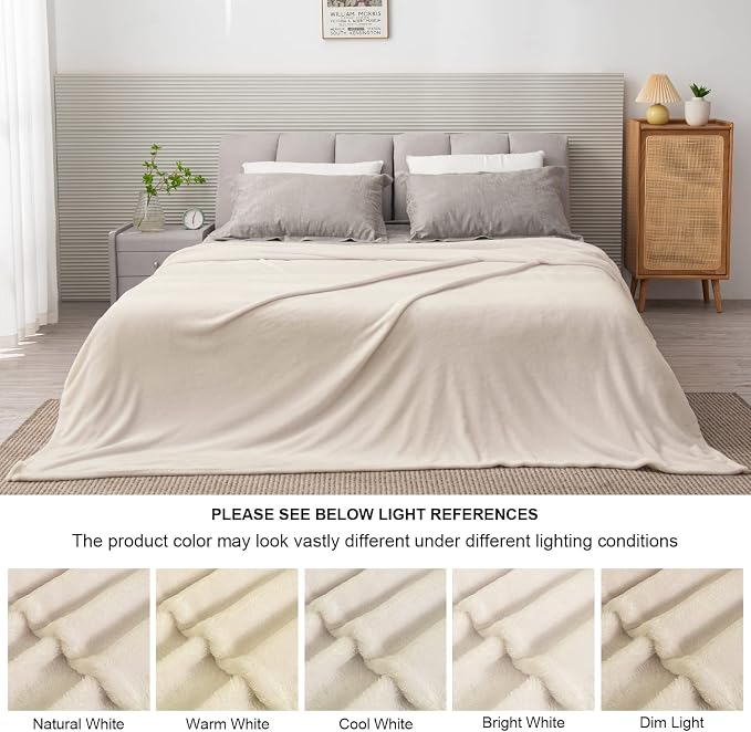 BEDELITE Fleece Blanket Soft Plush King Size Bed Blanket Beige 108"x90" | Ultra Soft Fleece, Plush Microfiber, Lightweight Warmth, All Season Comfort, Fade Resistant, Machine Washable