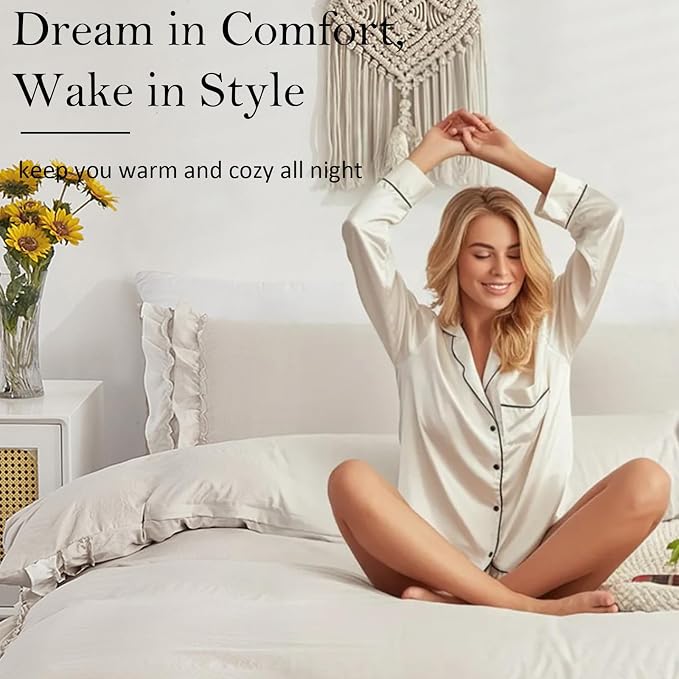 Bedorm Beige Duvet Cover Set Twin Ruffle Bedding Set Pleat Ruffled Shabby Chic Comforter Cover Extra Soft & Easy Care White Boho Duvet Cover with Zipper Closure