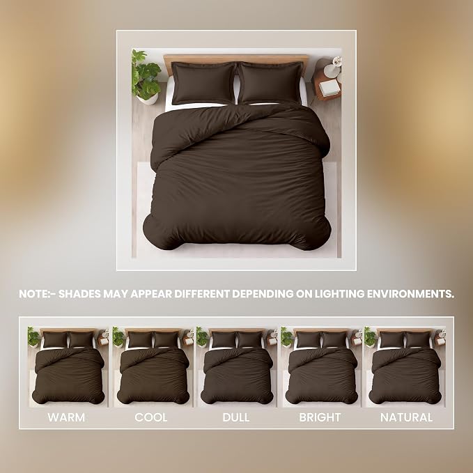 Kotton Culture 3 Pc 120" x 98" Duvet Cover Set Oversized King 100% Egyptian Cotton - 600 Thread Count Comforter Cover, Zipper Closure & Corner Ties - Fits Large King Inserts - Chocolate