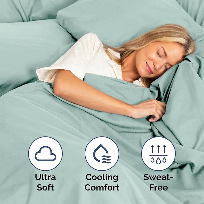 King Size 4 Piece Sheet Set - Ultra Soft & Cooling Bed Sheets - Light Teal | Fits 8 Inch to 16 inch Mattress, Wrinkle Free & Fade Resistant with Deep Pockets, Breathable, Comfy Hotel Luxury Bedding