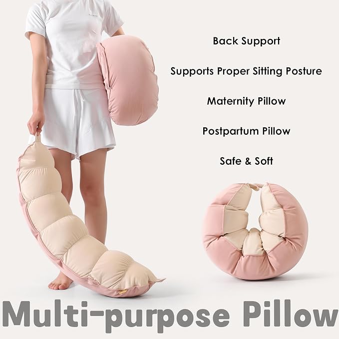 Peallow(Pat. Pend) – Long Round Body Pillow for Adults, Bolster Pillow for Sleeping, Soft and Supportive Pillow for Sleeping & Lumbar Support