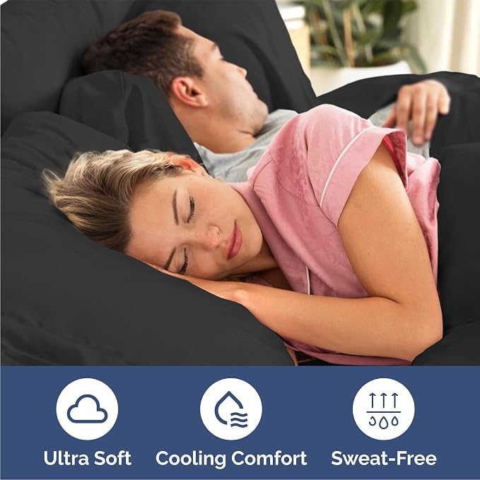 Queen 6 Piece Bed Sheet Set - Comfy, Breathable & Cooling Sheets - Black | Ultra-Soft Hotel Luxury Bedding Set w/ 8-16 Inch Deep Pockets, 1 Flat & 1 Fitted Sheet & 4 Pillowcases, Wrinkle & Fade Free