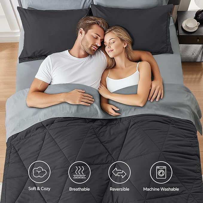 BEDELITE King Comforter Set 7 Pieces, Charcoal Black Bed in A Bag | Soft All Season Down-Alternative Comforter, Sheets, Pillowcases & Shams, OEKO-TEX Certified Bedding for Bedrrom, Guest Room