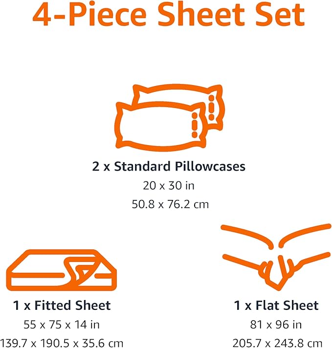 Amazon Basics Kid's Soft Easy-Wash Microfiber 4-Piece Sheet Set with Pillowcase, Full, Cosmic Adventure