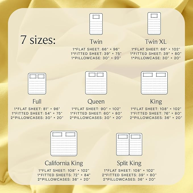 LuxClub Twin XL Sheets Set, Cooling & Soft Deep Pocket Bed Sheets, 3PC | LuxClub Silky Fitted Sheet & Pillowcase Sets, Breathable Hotel Luxury Bedding for Mattress Wrinkle Free, Lemon
