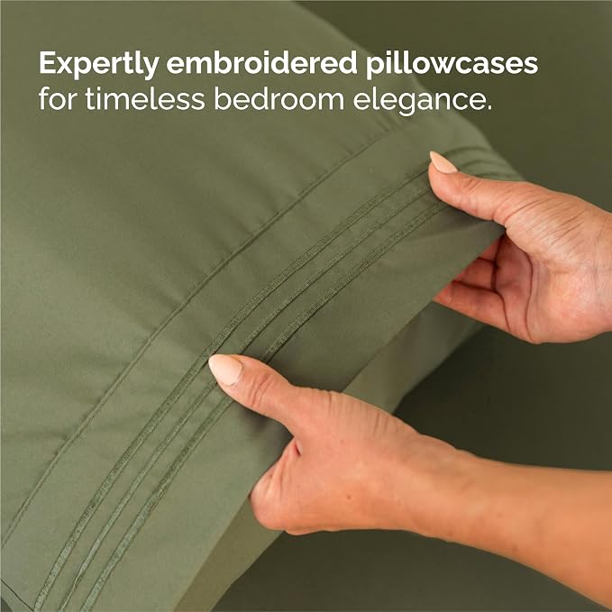 Split King Size 5 Piece Sheet Set - Comfy Breathable & Cooling - Sage Green | Hotel Luxury Bed Sheets for Women & Men, Deep Pockets, Easy-Fit, Comfy, Soft and Wrinkle Free Sheets, Oeko-Tex Bed Sheet Set