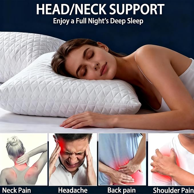 Memory Foam Pillows for Side Sleepers,Firm Pillows Standard Size Set of 2 | Adjustable,with Washable Removable Cover,Support,Cooling and Breathable for Hot,Side,Back,Stomach Sleepers,Hypoallergenic