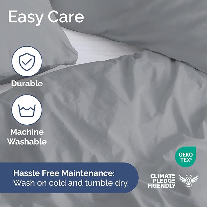 Duvet Cover Full Size - Soft 3 Piece with Zipper Closure - Steel Blue | Extra Soft, Breathable, Full Duvet Cover 80" x 90" with 2 Pillow Shams, Zipper Closures & Ties, Women, Men, Kids & Teens