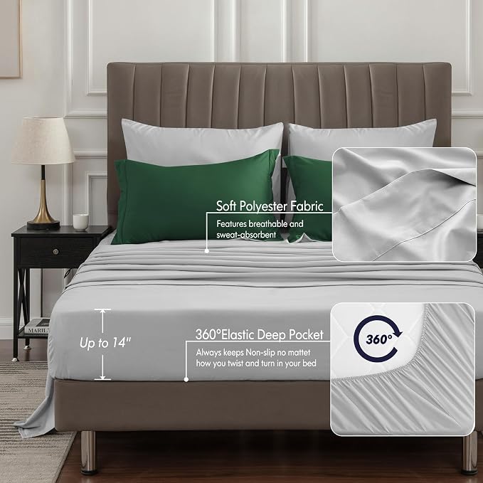 BEDELITE Twin Comforter Set 5 Pieces, Reversible Dark Green Bed in A Bag | Soft All Season Down-Alternative Comforter, Sheets, Pillowcases & Shams, OEKO-TEX Certified Bedding for Bedrrom, Guest Room