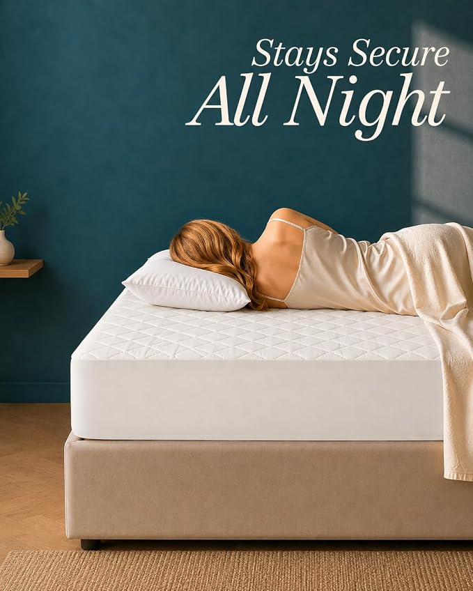 Quilted Fitted Mattress Pad, Twin Mattress Protector Topper with Deep Pocket Stretches up to 16 Inches, Machine Washable Mattress Cover by Utopia Bedding (White) | Soft Breathable Fitted Mattress Cover, Noiseless, Deep Pockets & Machine Washable for Ho...