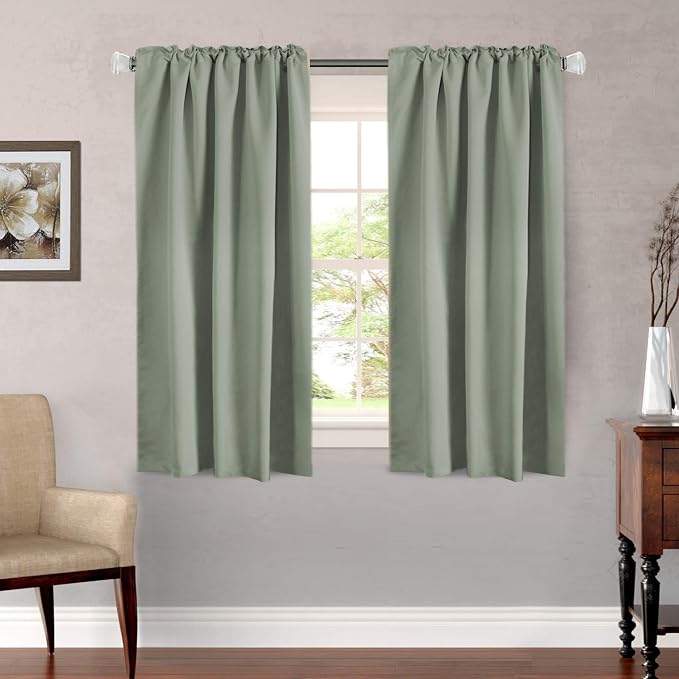 H.VERSAILTEX Blackout Curtains Thermal Insulated Window Treatment Panels Room Darkening Blackout Drapes for Living Room Back Tab/Rod Pocket Bedroom Draperies, 52 x 54 Inch, Light Sage, 2 Panels