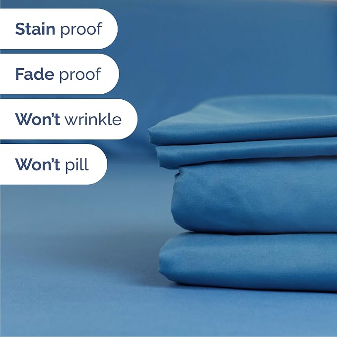 Cal King 6 Piece Bed Sheet Set - Breathable & Cooling Sheets - Denim Blue | Ultra-Soft Hotel Luxury Bedding Set with 8-16 Inch Deep Pockets, 1 Flat & 1 Fitted Sheet & 4 Pillowcases, Wrinkle & Fade Free
