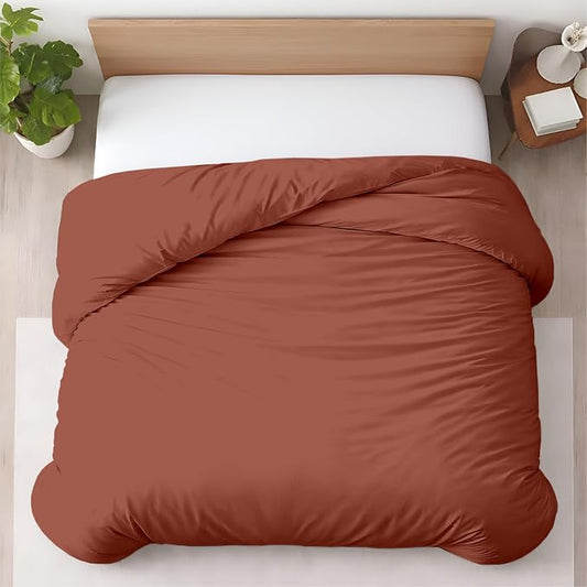 1 Pc California King Duvet Cover Only-100% Egyptian Cotton 600 Thread Count Ultra Soft Premium Durable Comforter Cover Zipper Closure & Corner Ties- (Burnt Orange, 104" X 98")