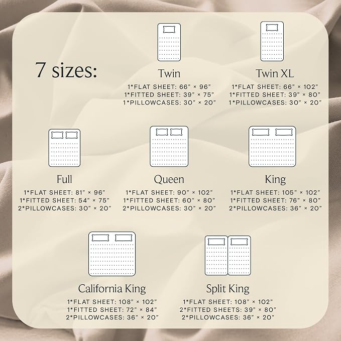 LuxClub 4 PC Full Sheet Set, Deep Pockets Wrinkle Free Cooling Bed Sheets Hotel Bedding for Women, Men, Kids & Teens, Includes 1 Fitted Sheet, 1 Flat Sheet and 2 Pillowcases-Soft Light Khaki | LuxClub Silky Fitted Sheet & Pillowcase Sets, Breathable Ho...
