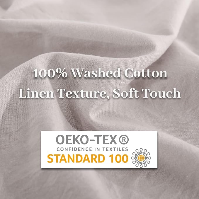 NEXHOME PRO Duvet Cover Full Size, 100% Washed Cotton Orgnic Linen Like Textured Breathable Durable Comfy, 3 PCs Home Bedding Set