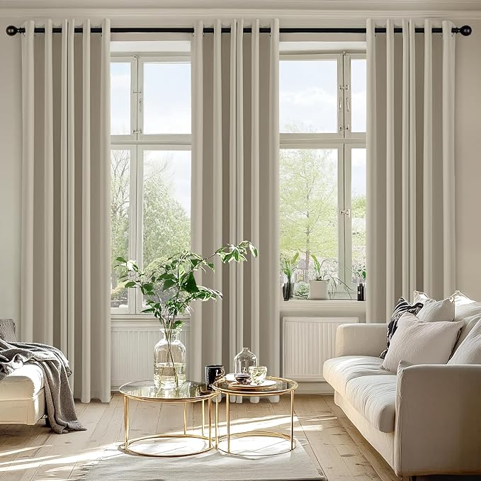 MIULEE Blackout Curtains for Bedroom 2 Panels 40 x 72 Inch Long Sand | Thermal Insulated, Living Room Darkening Grommet Drapes, Noise Reducing, Light Blocking Window Treatments