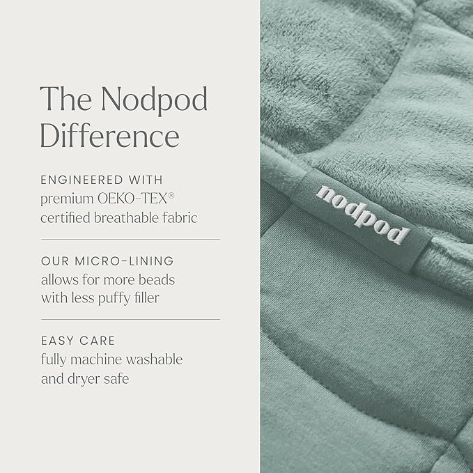 nodpod Body 6.5lb Patented Compact Weighted Blanket | Perfect for Relaxation, Lounging, Napping, Sleeping & Travel, Glass Bead Filled, Machine Washable, 29" x 24", Sage