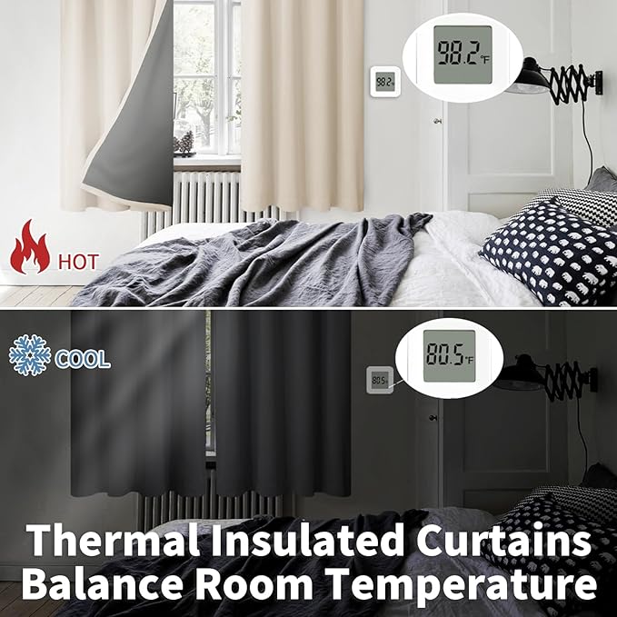 BGment Champagne Blackout Curtains for Bedroom 72 Inch Length 2 Panels Set | Thermal Insulated, Full Room Darkening Noise Canceling, Living Room Curtains with Rod Pocket, 42 x 72 Inch