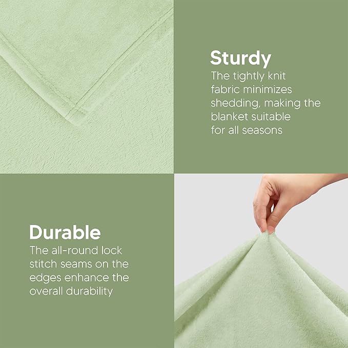 Utopia Bedding Soft Fleece Bed Blanket Twin Size Sage Green (60x80 Inch) | Microfiber Plush Warm Lightweight Breathable Cozy Blanket Anti-Static, All Season Use, Gift for Women and Men