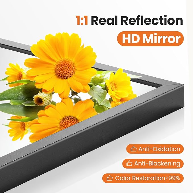 Sweetcrispy 30x40 Bathroom Mirrors for Wall, Arched Mirror for Over Sink | Metal Framed HD Shatter-Proof Glass, Decor Wall Mirror for Entryway, Living Room, Bedroom, Black