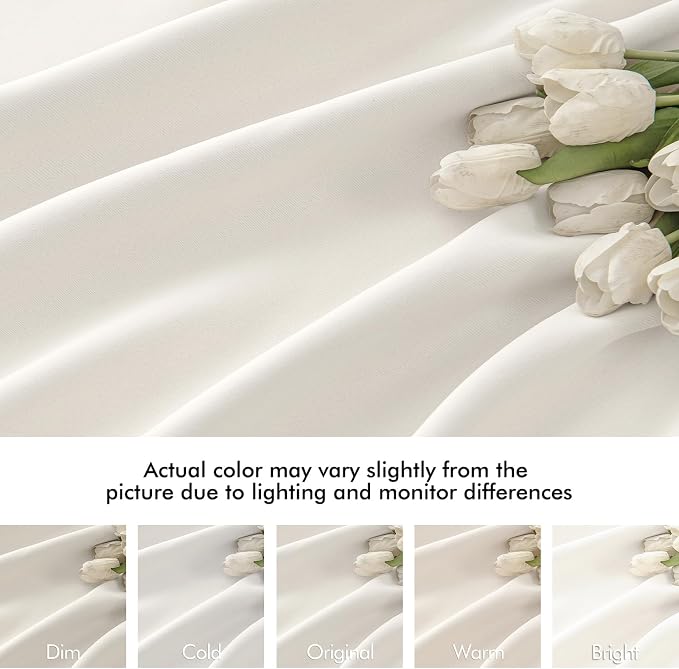 MIULEE Ivory Back Tab Blackout Curtains 52x96 Inch Long 2 Panels Set | Rod Pocket Pinch Pleated, Thermal Insulated, Bedroom Living Room Darkening Drapes, Light Blocking Floor to Ceiling Curtains