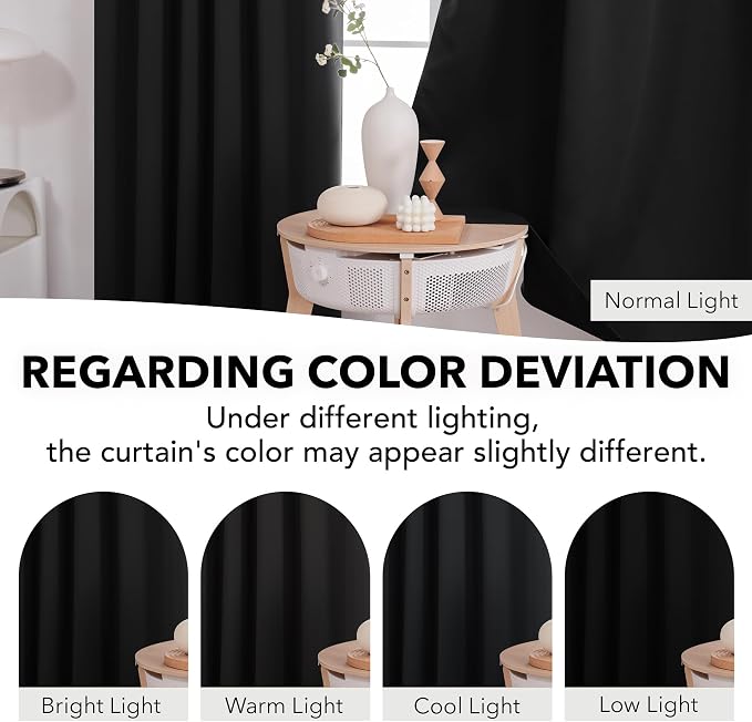 Deconovo Blackout Curtains 84 Inches Long, Black Blackout Curtains for Bedroom - 2 Panels, 52x84 Inch, Room Darkening Curtains for Living Room, Back Tab and Rod Pocket Black Curtains (Pack of 2)