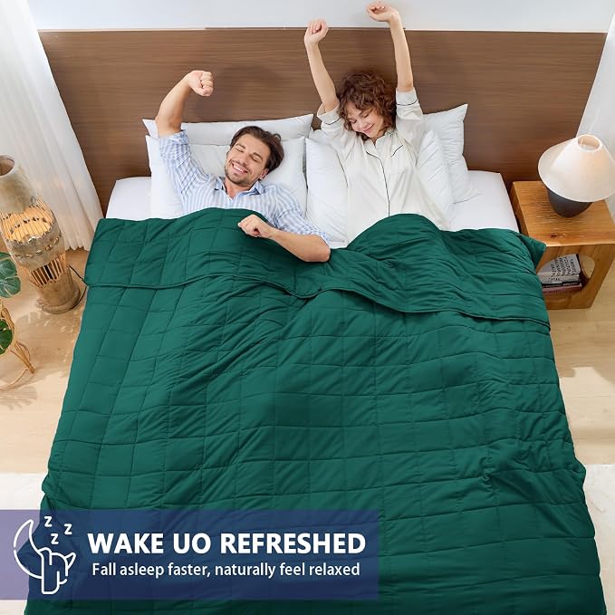 King Size Weighted Blanket for Adults (20 lbs, 80” x 87”, Dark Green) Cooling Heavy Blanket for Sleeping Perfect for 190-210 lbs, Breathable Blanket for Adults & Couple All Season, Machine Washable