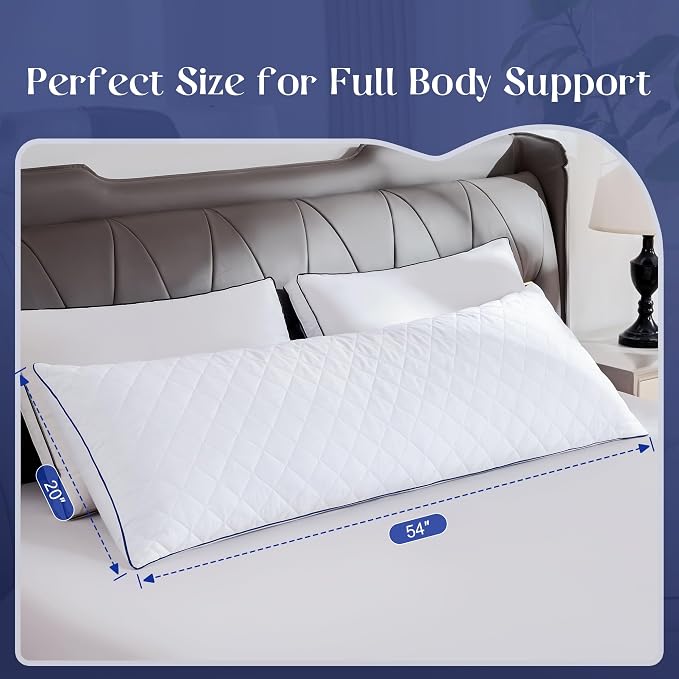 DOWNSTORIA Memory Foam Body Pillow for Adults, Full Long Pillow Insert for Side Sleepers, Breathable Soft Bed Pillows for Sleeping(White, 20 x 54 Inch)