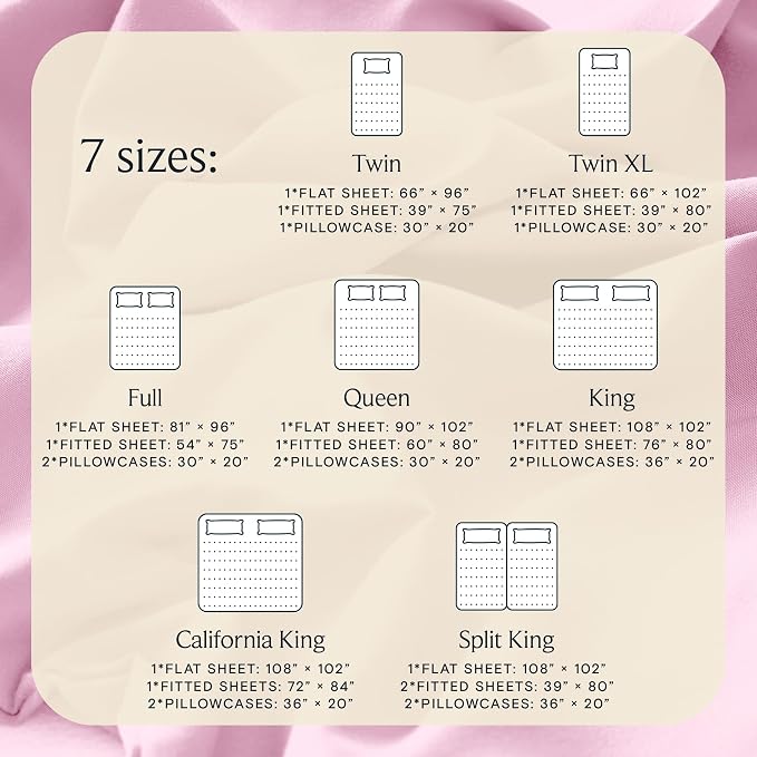 LuxClub Full Size Sheets, Cooling & Soft Deep Pocket Bed Sheets, 4PC | LuxClub Silky Fitted Sheet & Pillowcase Sets, Breathable Hotel Luxury Bedding for Mattress Wrinkle Free, Powder Pink