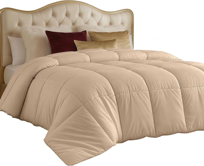 Utopia Bedding Duvet Insert, Twin Comforter 64 x 88 Inches, Beige | Cozy All Season Comforter for Kids and Teens, Unisex, Down Alternative Fill, Soft Microfiber Shell, Machine Washable.