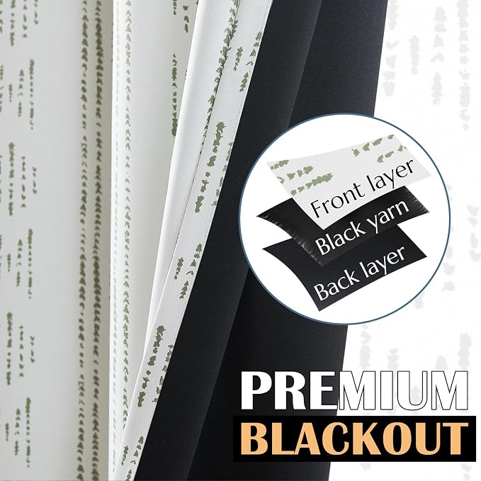 jinchan Boho Blackout Curtains 108 Inches Long for Bedroom Living Room | Sage Green on Beige Geometric Printed Grommet Curtains Room Darkening Thermal Insulated Window Treatments 2 Panels