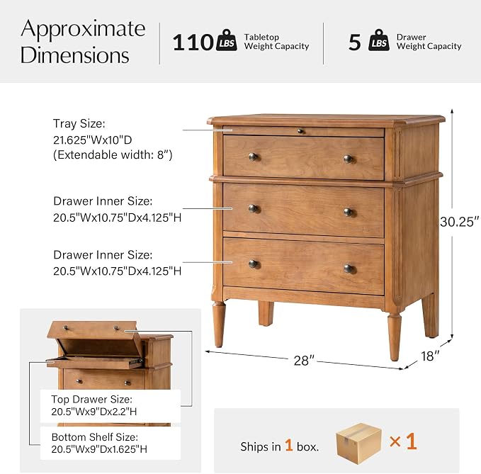 HULALA HOME 30 Inches Side Table with Charging Station, Teak | Spindle Legs, Hidden Drawer, Pull-Out Tray, Built-In Outlet, Chamfered Edges, Adjustable Feet, Transitional Style