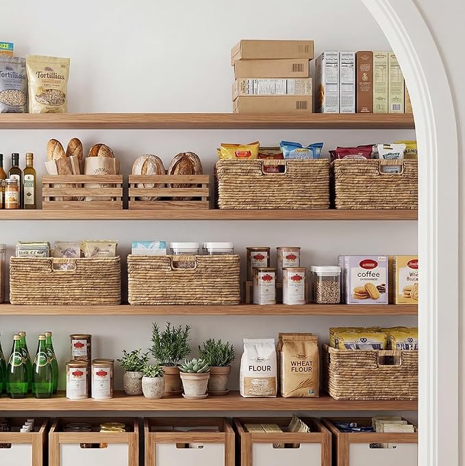 StorageWorks Extra Large Wicker Baskets for Storage, Water Hyacinth, 1-Pack | Wicker Storage Baskets for Shelves, Large Storage Baskets, Pantry Organizers and Storage, Decorative Baskets,16½" x 13" x 7½"