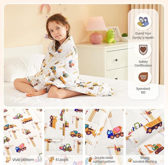 Weighted Blanket - 3 lbs Engineering Vehicles Heavy Blanket - Small Size Breathable Lap Blanket(36"x48", 3 lbs)