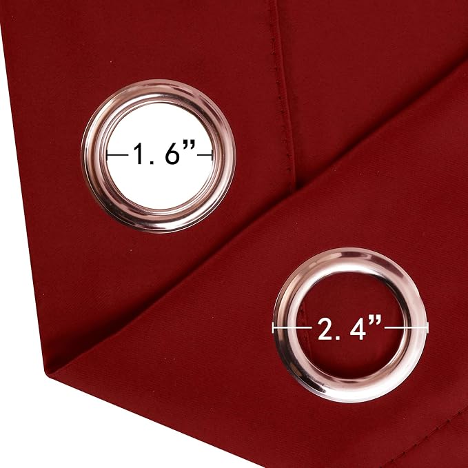 Blackout Curtains 52 x 90 Inch Long Red Curtains Set of 2 Panels Room Darkening Curtains for Bedroom and Living Room
