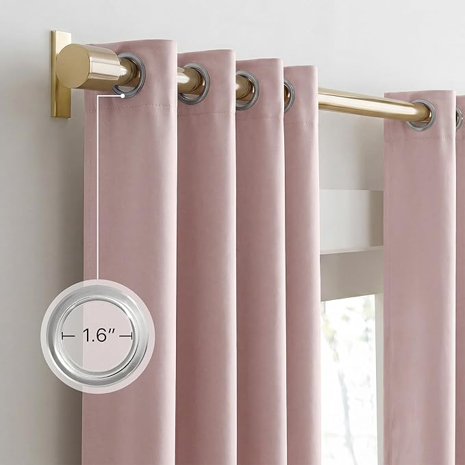 NICETOWN Blush Pink 100% Blackout Curtains for Nursery 52" x 84" 2 Panels | Window Panels with Black Liner, Heat Cold Blocking Drapes, Thermal Insulated Noise Reducing Light Blocking for Bedroom