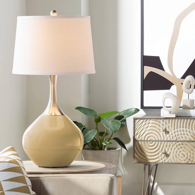 Color + Plus Empire Gold Fog Linen Shade Spencer Table Lamp