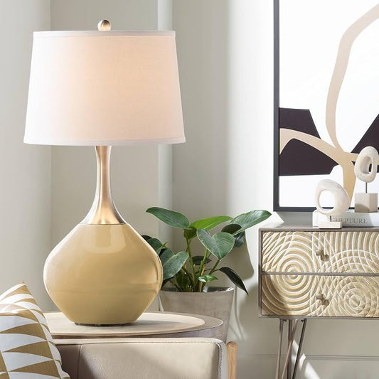Color + Plus Empire Gold Fog Linen Shade Spencer Table Lamp