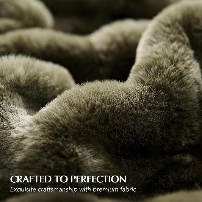 EverGrace Faux Rabbit Fur Bubble Throw Blanket, 60"x80", Marble Olive | Ultra Soft, Luxury Faux Rabbit Fur Throw, Thick Warm Bubble Blanket, Cozy Fluffy Reversible, for Bed, Couch, Chair, Sofa