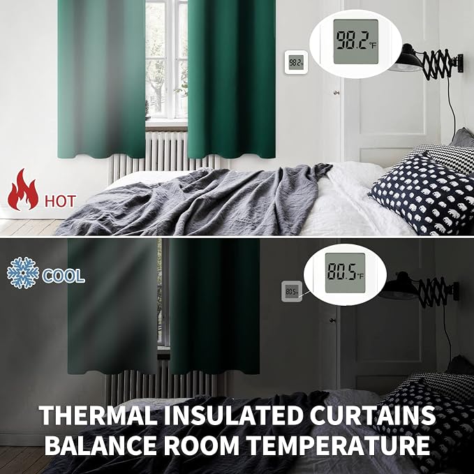 BGment Blackout Curtains - Grommet Thermal Insulated Room Darkening Bedroom and Living Room Curtains, Set of 2 Decorative Curtain Panels (52 x 63 Inch, Emerald Green) | Grommet Top, Black Out, Room Darkening, Sunblock, Thermal Insulated, Window Drapes ...