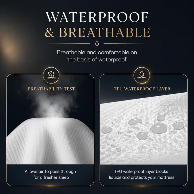 Twin Mattress Protector Tencel Luxury 100% Waterproof Mattress Cover | Silky Soft & Breathable,Cooling Mattress Pad Cover Twin Fitted 18" Deep Pocket Noiseless,39"x75"