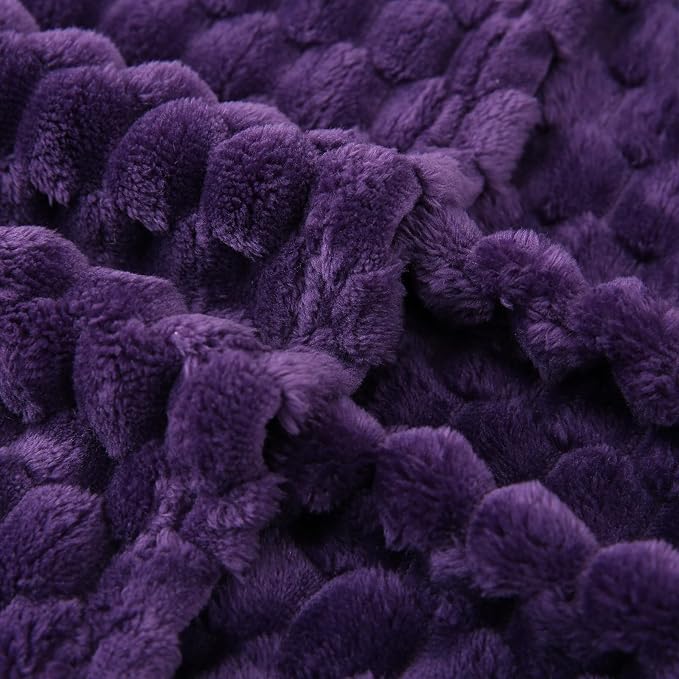 Puncuntex Deep Purple Throw Blanket 60"×80" Fuzzy 3D Jacquard Decorative | Flannel Fleece Super Soft Plush Cozy Blanket for Couch Sofa Chair Lightweight