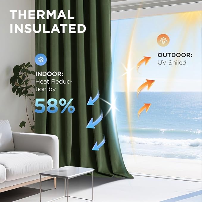 Joydeco 100% Blackout Curtains Velvet Black Out Curtain 90 Inch Drapes | for Bedroom Living Room, Heat and Light Blocking, Thermal Insulated Luxury Heavy Duty Curtain 2 Panels Back Tab&Rod Pocket